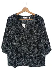 Vorschaubild 1 von Bluse Damen 40/L Schwarz Abstrakt Muster Bohemian Elegant Viskose