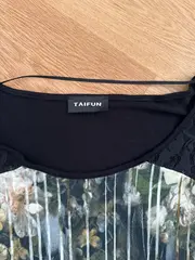 Vorschaubild 5 von TAIFUN Damen T-Shirt Blumenmuster Spitze Schwarz Gr. 38;M