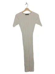 Vorschaubild 1 von Damen Strickkleid Midi Gr. 36/S Beige Rippstrick Modern