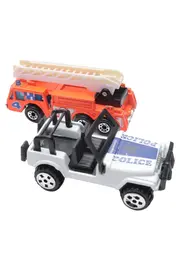 Vorschaubild 1 von Modellfahrzeug Set Feuerwehrauto Polizeijeep Mehrfarbig Metall Kunststoff