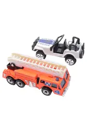Vorschaubild 2 von Modellfahrzeug Set Feuerwehrauto Polizeijeep Mehrfarbig Metall Kunststoff