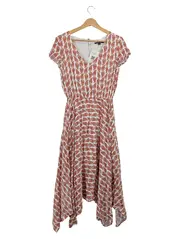 Vorschaubild 1 von Damen Freizeitkleid Gr. 37 Mehrfarbig Paisley V-Ausschnitt Kurzarm