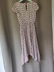 Vorschaubild 3 von Damen Freizeitkleid Gr. 37 Mehrfarbig Paisley V-Ausschnitt Kurzarm