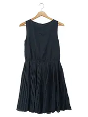 Vorschaubild 2 von Damen Freizeitkleid Gr. 34/XS Schwarz Elegant Vintage Plisseekleid