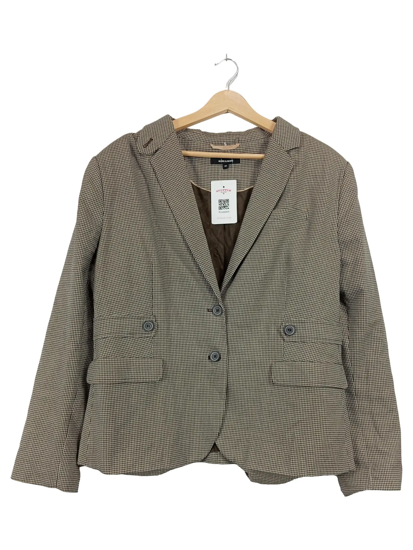 MORE & MORE Damen Blazer Kariert Braun Gr. 44/XXL Business Baumwolle