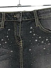 Vorschaubild 2 von Mädchen Jeansrock Gr. 158 Grau mit Herz-Applikationen Strass