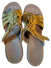 Vorschaubild 4 von Damen Pantoletten Gr. 39 Gelb Blumen Blockabsatz Bohemian