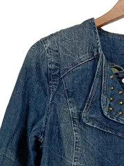 Vorschaubild 4 von Damen Jeansjacke Biker Stil Gr. 38 Blau mit Nieten