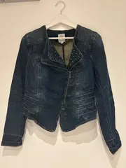 Vorschaubild 2 von Damen Jeansjacke Biker Stil Gr. 38 Blau mit Nieten