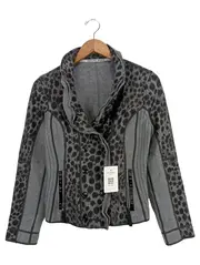 Vorschaubild 1 von Damen Wollmantel Kurzmantel M1 Grau Leo Muster Modisch