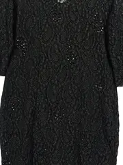 Vorschaubild 4 von Spitzenkleid Damen Gr. 42/XL Elegant Paisley Midikleid Pailletten Schwarz