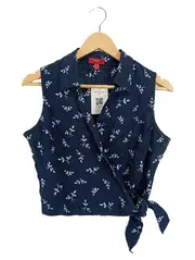 Vorschaubild 1 von EDC Esprit Damen Leichte Weste Blau Blumenmuster Viskose Gr. 38/M