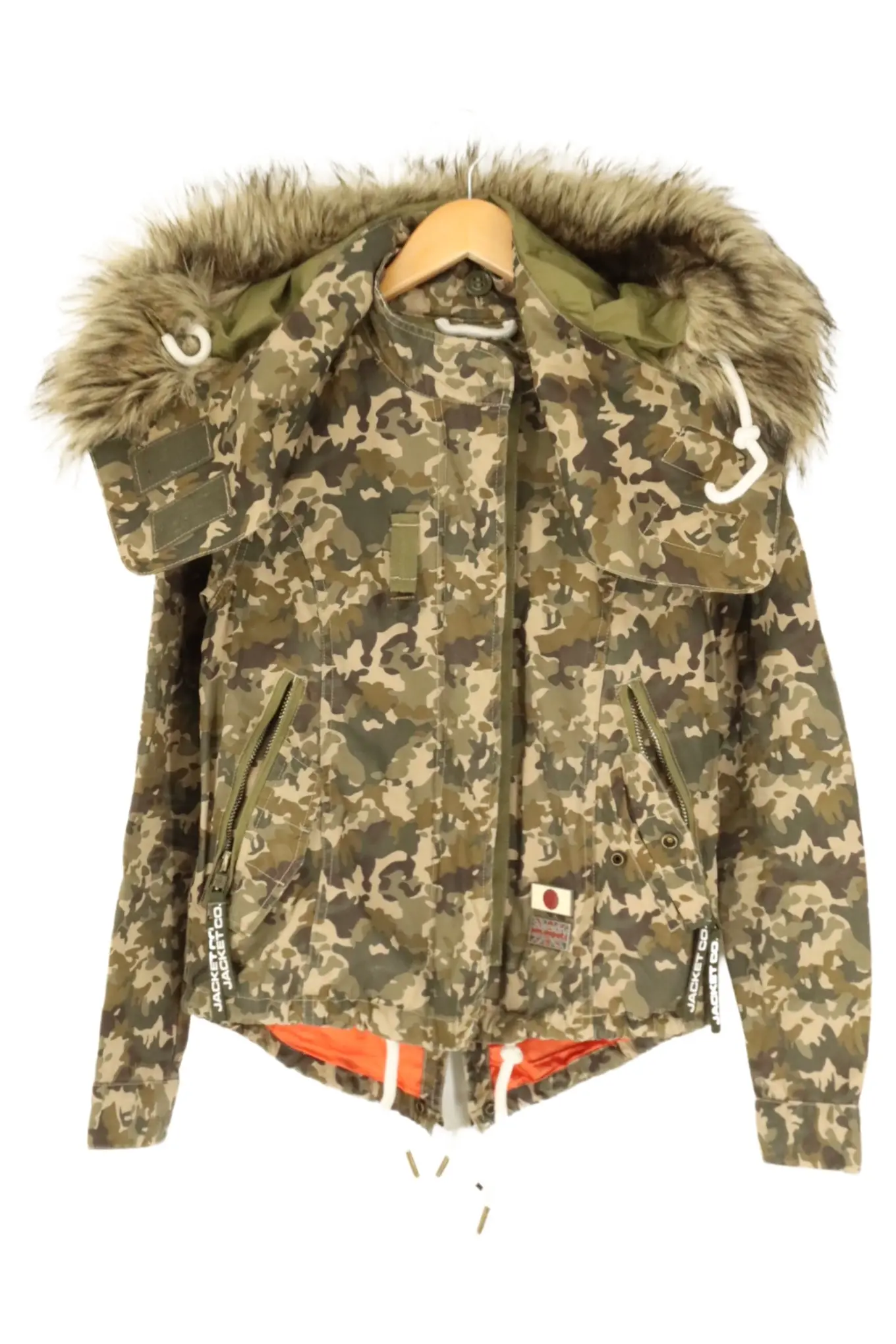 SUPERDRY Damen Parka Jacke Gr. 32/XXS Grün Camouflage Military Streetwear Vintage