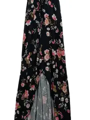 Vorschaubild 2 von Damen Sommerkleid Maxikleid Gr. 36 Schwarz Blumenmuster Feminin