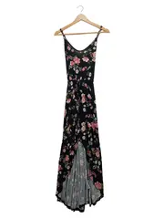 Vorschaubild 1 von Damen Sommerkleid Maxikleid Gr. 36 Schwarz Blumenmuster Feminin