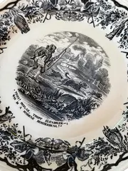 Vorschaubild 3 von Mettlach Unterteller Jagd Tiermotiv Vintage Weiß 22cm