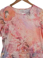 Vorschaubild 2 von Damen T-Shirt Gr. 40/L Mehrfarbig Blumenmuster Freizeit