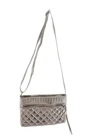 Vorschaubild 1 von Umhängetasche Damen Silber Elegant Gesteppt Schultertasche 26x17 cm