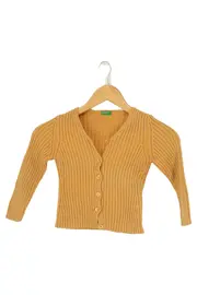 Vorschaubild 1 von Kinder Strickjacke Gr. 98 Gelb Rippstrick Baumwolle