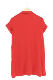 Vorschaubild 2 von Hemdblusenkleid Damen Rot Gr. 38/M Elegant Uni Polyester Frühling Sommer