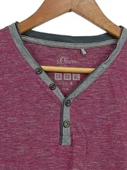 Vorschaubild 3 von Herren T-Shirt Pink Meliert Knopfleiste Casual Gr. 48/M