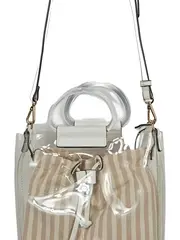 Vorschaubild 2 von Beuteltasche Damen Bucket Bag Weiß Gestreift Modern Kunststoff