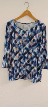 Vorschaubild 2 von Damen Pullover Blau Abstrakt Gr. 48 3, 4-Arm Viskose Casual