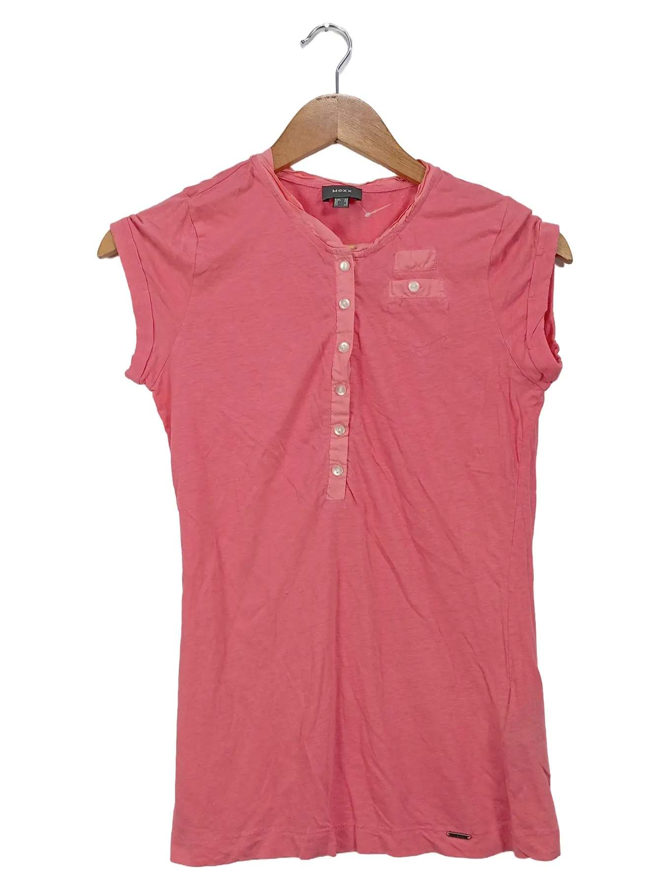 MEXX Damen Poloshirt XS Pink Casual Leinen Baumwolle