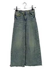 Vorschaubild 1 von Jeans Wide Leg Kinder Mädchen Gr. 134 Blau Used Look