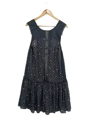 Vorschaubild 2 von Damen Freizeitkleid Schwarz Punkte Vintage Gr. 38/M Midikleid