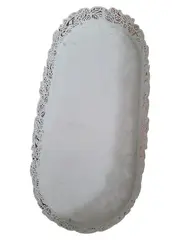 Vorschaubild 1 von Serviertablett Dekotablett Weiß Metall Vintage Oval Blumenmuster