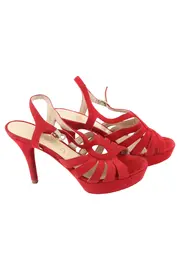 Vorschaubild 1 von Damen Sandaletten Rot Gr. 39 High Heels Plateau Riemchen