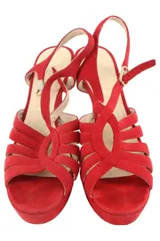 Vorschaubild 2 von Damen Sandaletten Rot Gr. 39 High Heels Plateau Riemchen