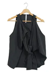Vorschaubild 1 von Damen Top Bluse Schwarz Gr. S Rüschen Bindedetail Ärmellos