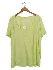 Vorschaubild 1 von Damen T-Shirt Gr. 52-54 Gelb Casual mit floralem Muster