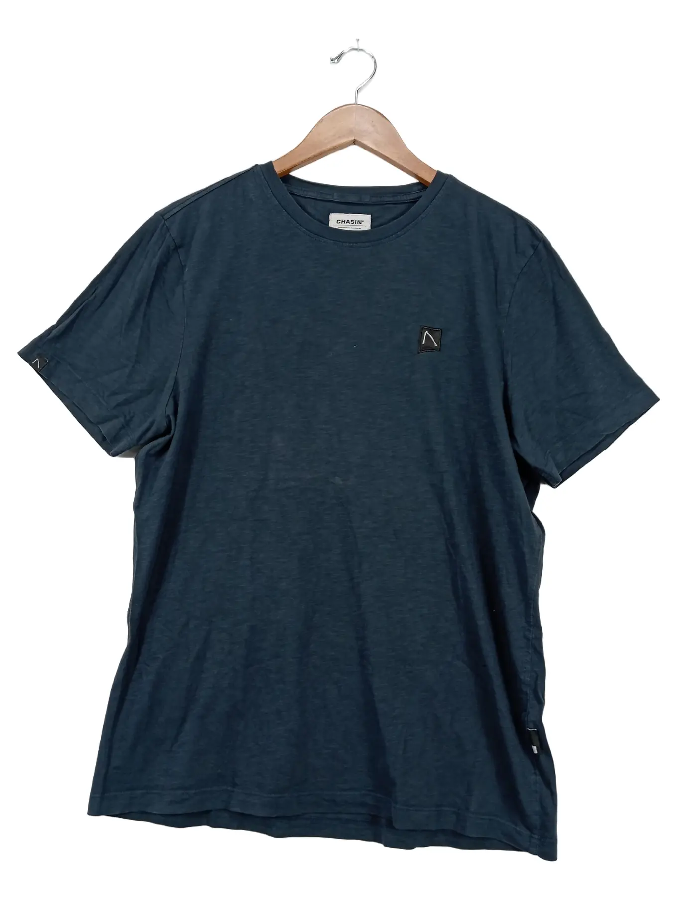 CHASIN' Herren Basic T-Shirt Blau Gr. M Baumwolle Kurzarm Freizeit