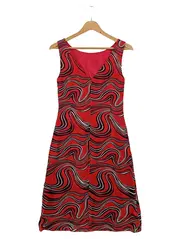 Vorschaubild 2 von Damen Freizeitkleid Gr. 34/XS Rot Abstrakt Bohemian Vintage