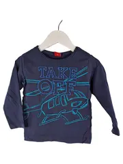 Vorschaubild 1 von Langarmshirt Kinder Gr. 92 Blau Flugzeuge Schriftzug Baumwolle