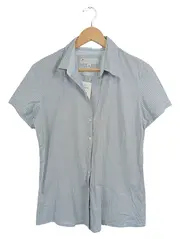 Vorschaubild 1 von Hemdbluse Damen Gr. 42 (XL) Kurzarm Kariert Blau Casual