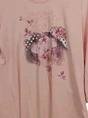 Vorschaubild 2 von Kinder Langarmshirt Rosa Gr. 116 Blumen Schmetterlinge Print