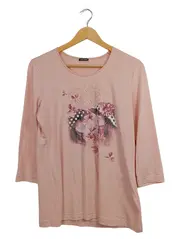 Vorschaubild 1 von Kinder Langarmshirt Rosa Gr. 116 Blumen Schmetterlinge Print