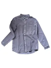 Vorschaubild 1 von Herren Freizeithemd Gr. M Grau Casual Baumwolle Langarm