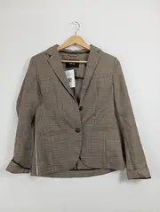 Vorschaubild 3 von Damen Blazer Gr. 34/XS Kariert Beige Braun Business Sakko