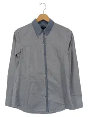 Vorschaubild 1 von Damen Hemdbluse Gr. 36/S Blau Kariert Klassisch Langarm Baumwolle