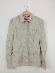 Vorschaubild 2 von EDC Damen Leichte Jacke Gr. 40/L Beige Casual Baumwolle Übergangsjacke