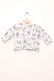 Vorschaubild 3 von Baby Langarmshirt Gr. 68 Weiß Bären Fuchs Tiermotiv Baumwolle