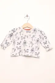 Vorschaubild 2 von Baby Langarmshirt Gr. 68 Weiß Bären Fuchs Tiermotiv Baumwolle