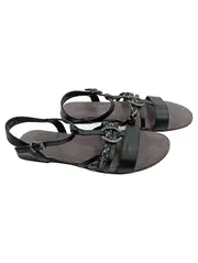 Vorschaubild 1 von Damen Sandalen Riemchensandalen schwarz Gr. 39 Leder Zierring