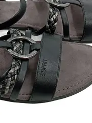 Vorschaubild 2 von Damen Sandalen Riemchensandalen schwarz Gr. 39 Leder Zierring