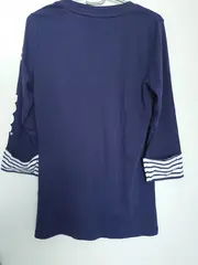 Vorschaubild 4 von Damen Langarmshirt Tunika Gr. 42/XL Maritim Baumwolle Blau